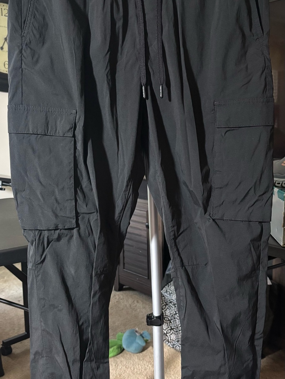 H&M Black Cargo Pants with Drawstring Waist